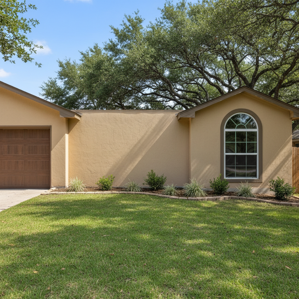 Completed stucco replacement work at a residential property in Round Rock, TX
