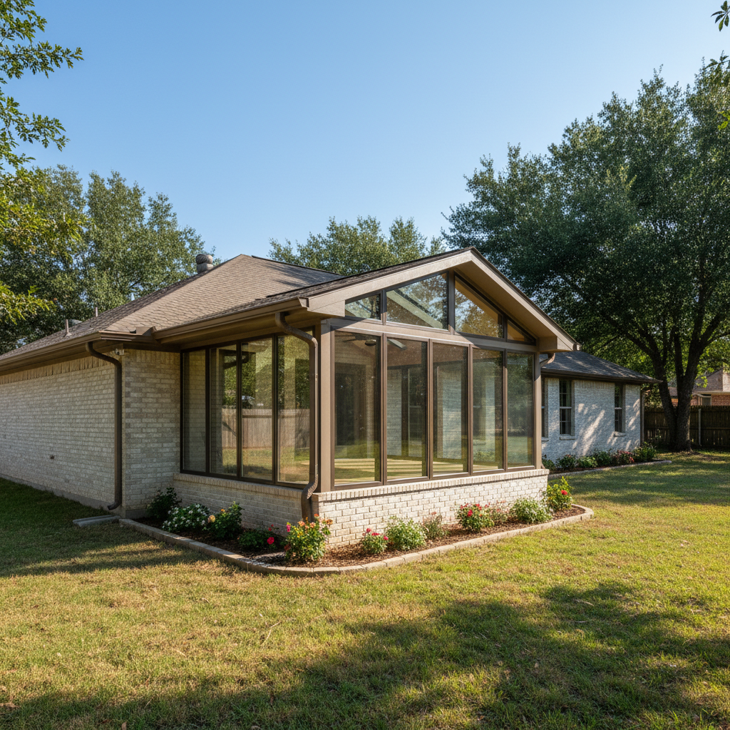 Completed sunroom remodeling work at a residential property in Canton, TX