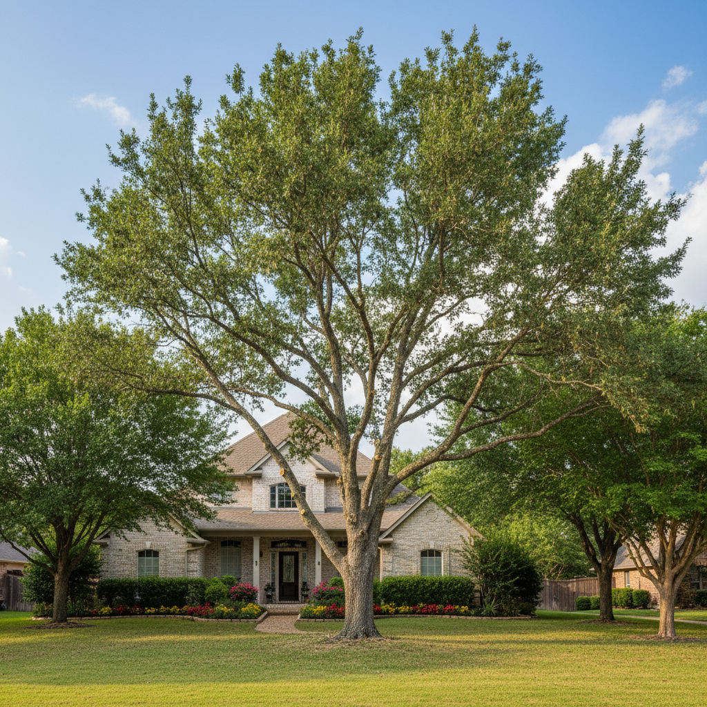 Completed tree trimming work at a residential property in La Vernia, TX