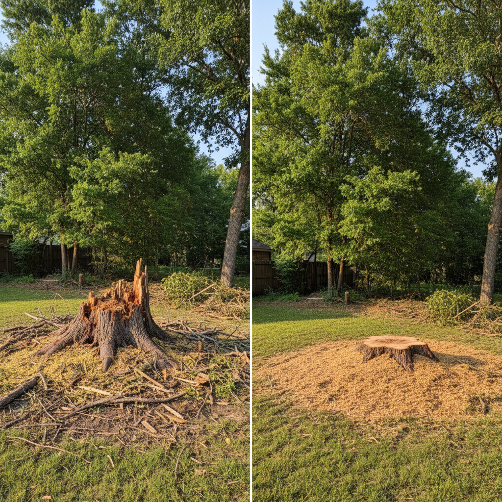 Completed tree removal work at a residential property in La Vernia, TX