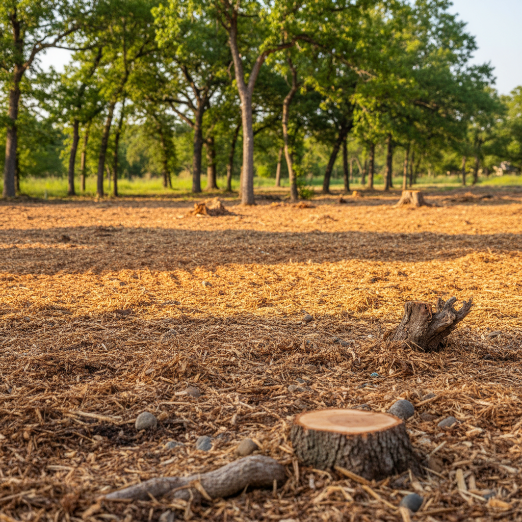Completed land clearing work at a residential property in La Vernia, TX