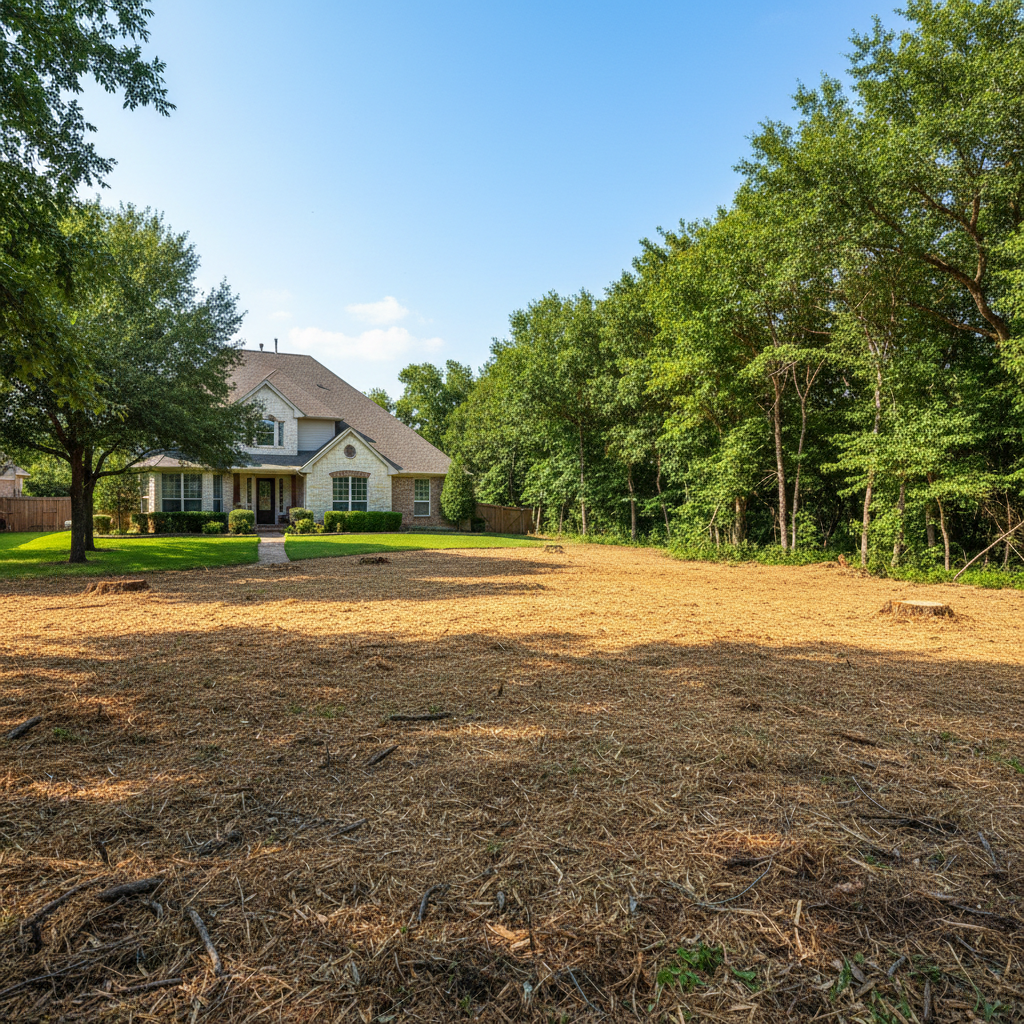 Completed lot clearing work at a residential property in Kyle, TX