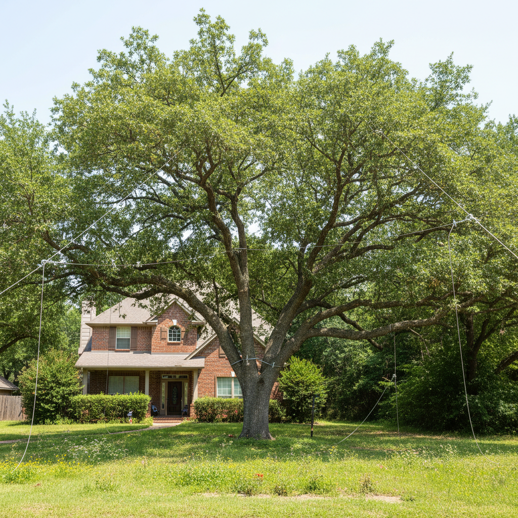 Completed tree cabling and bracing work at a residential property in La Grange, TX