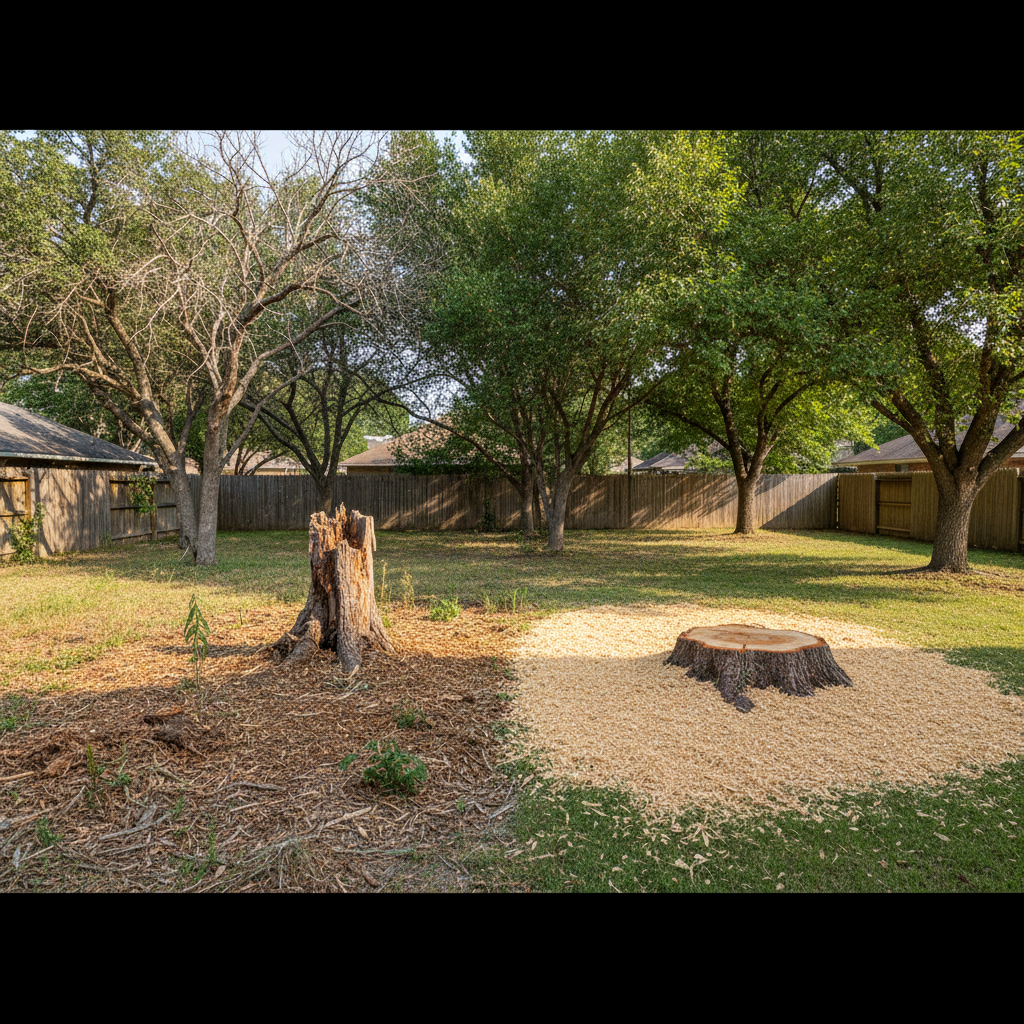 Completed tree removal work at a residential property in Kyle, TX