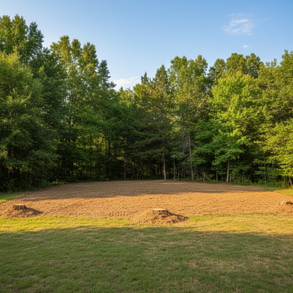 Completed land clearing work at a residential property in La Grange, TX