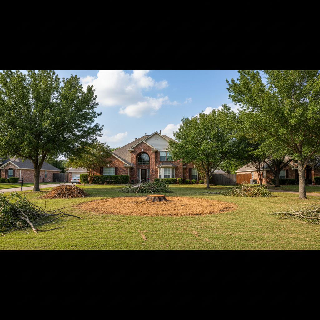 Completed emergency tree removal work at a residential property in Kyle, TX