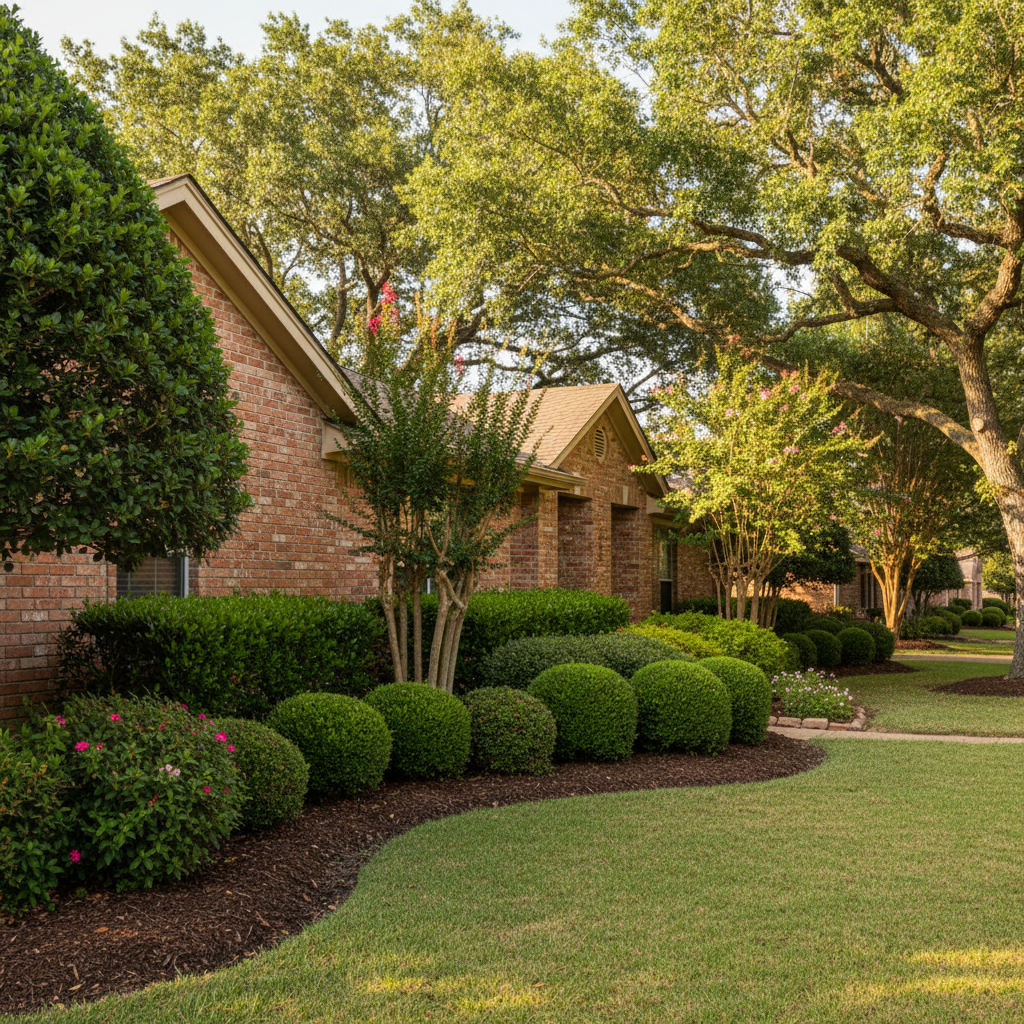 Completed shrub & bush trimming work at a residential property in La Grange, TX