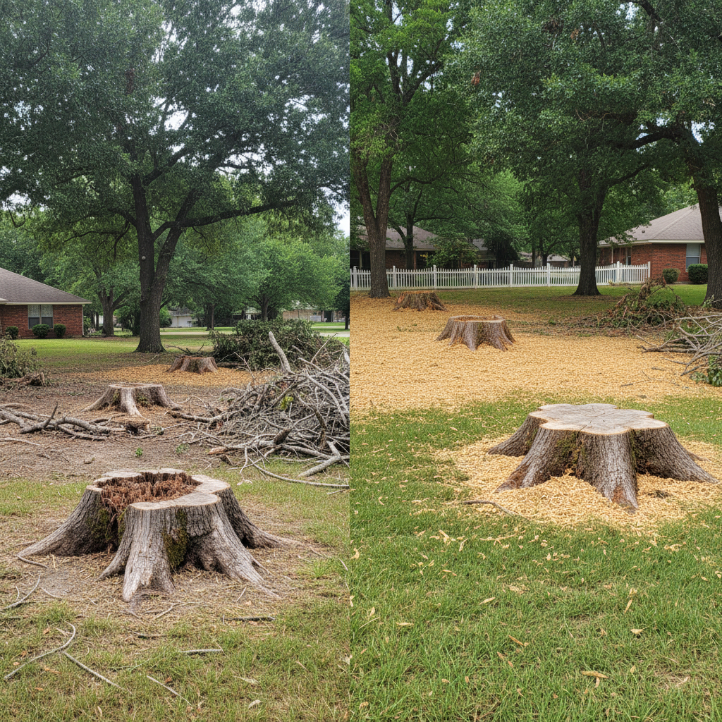 Completed tree removal work at a residential property in La Grange, TX