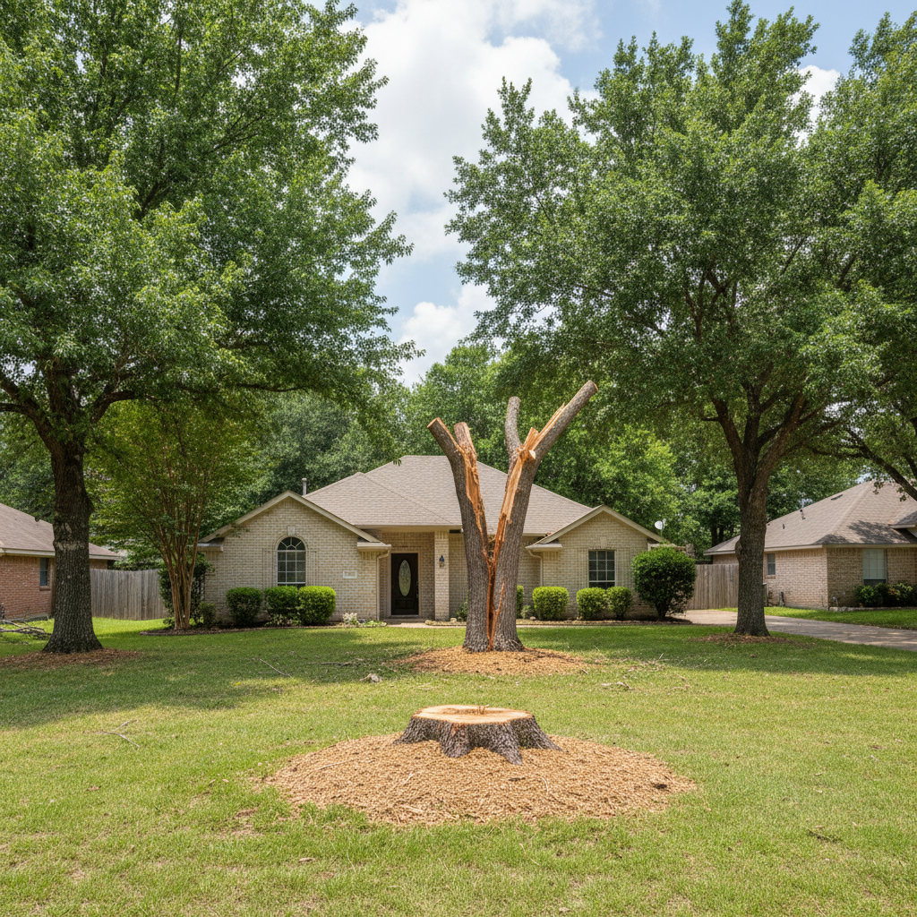 Completed emergency tree removal work at a residential property in Converse, TX