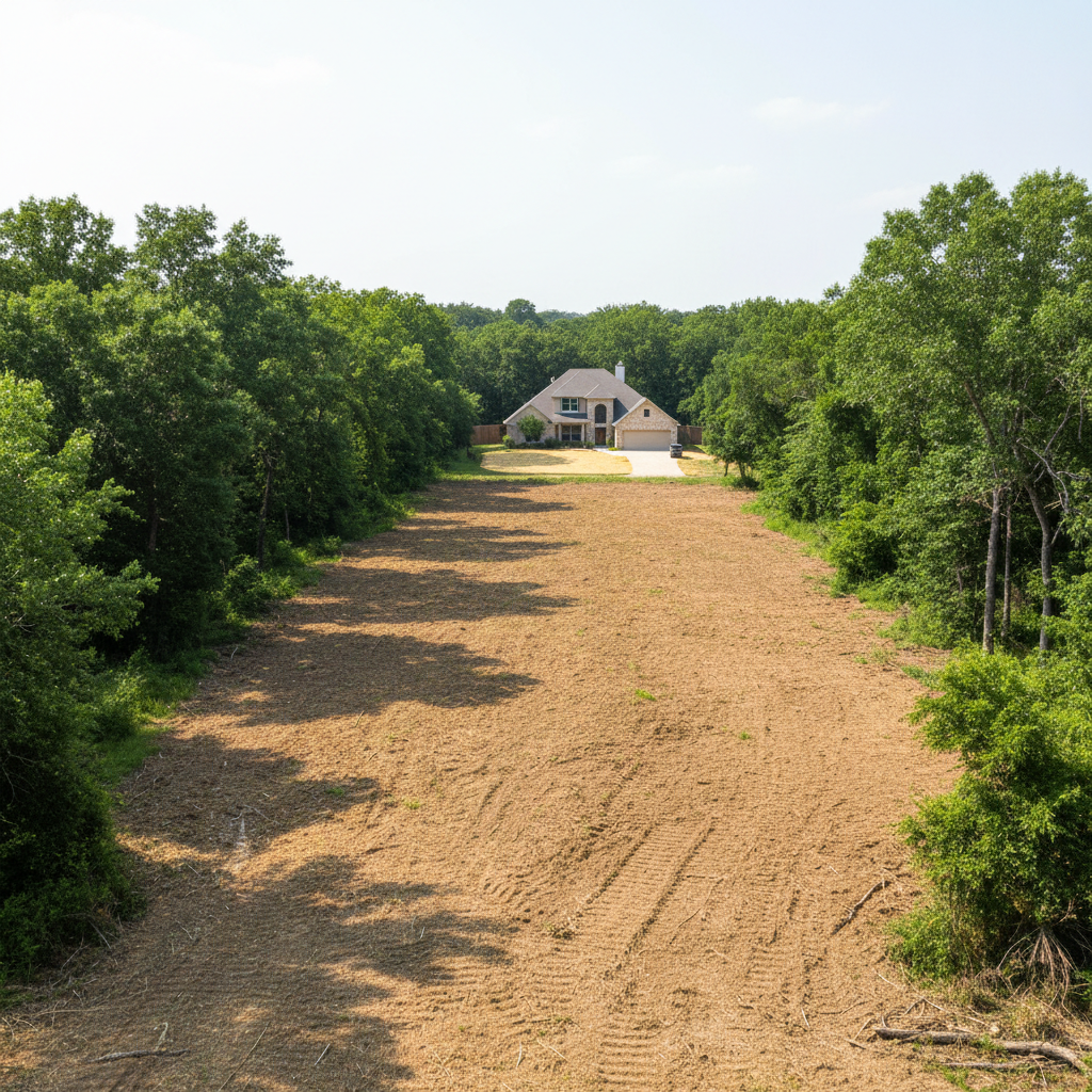 Completed lot clearing work at a residential property in Converse, TX