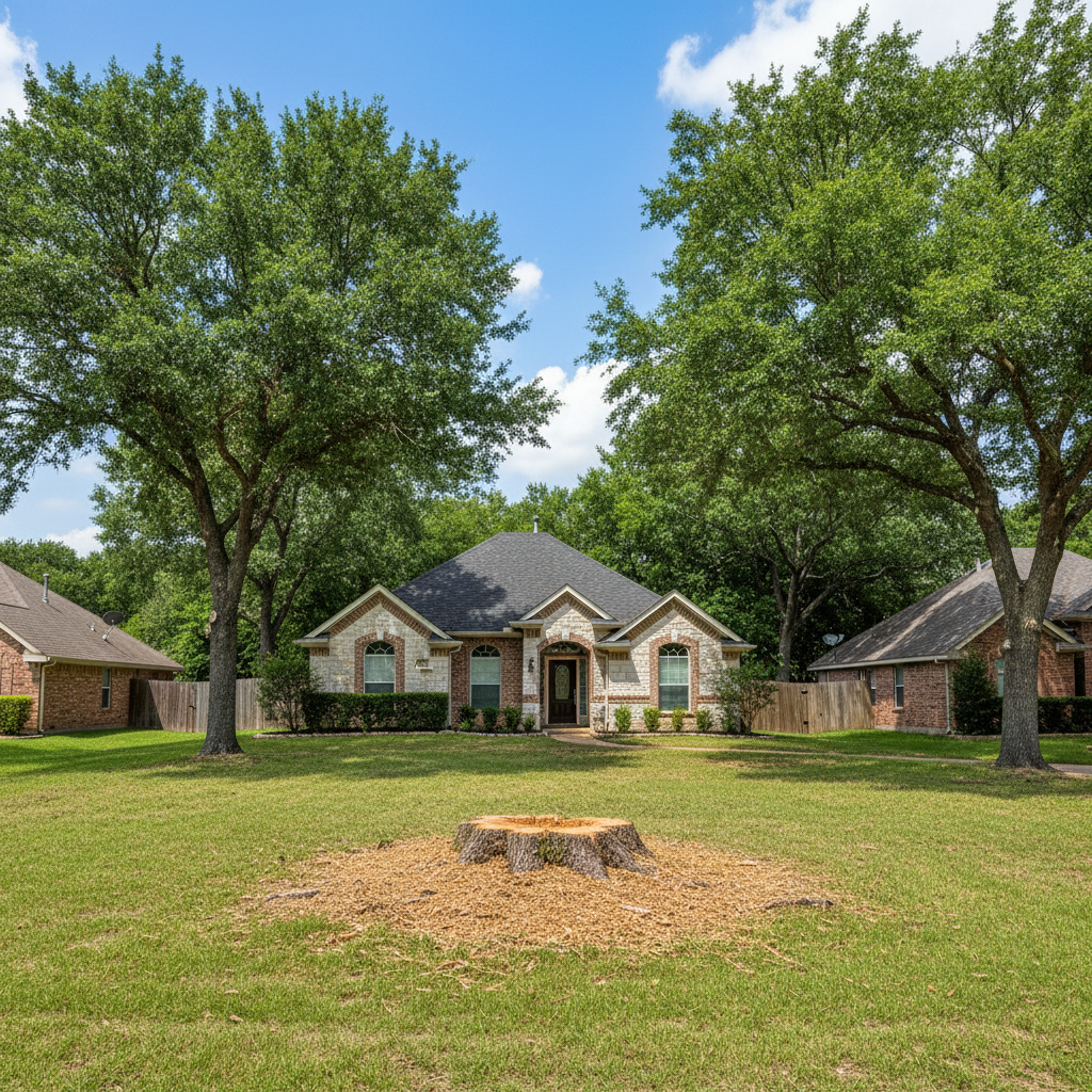 Completed emergency tree removal work at a residential property in Kyle, TX