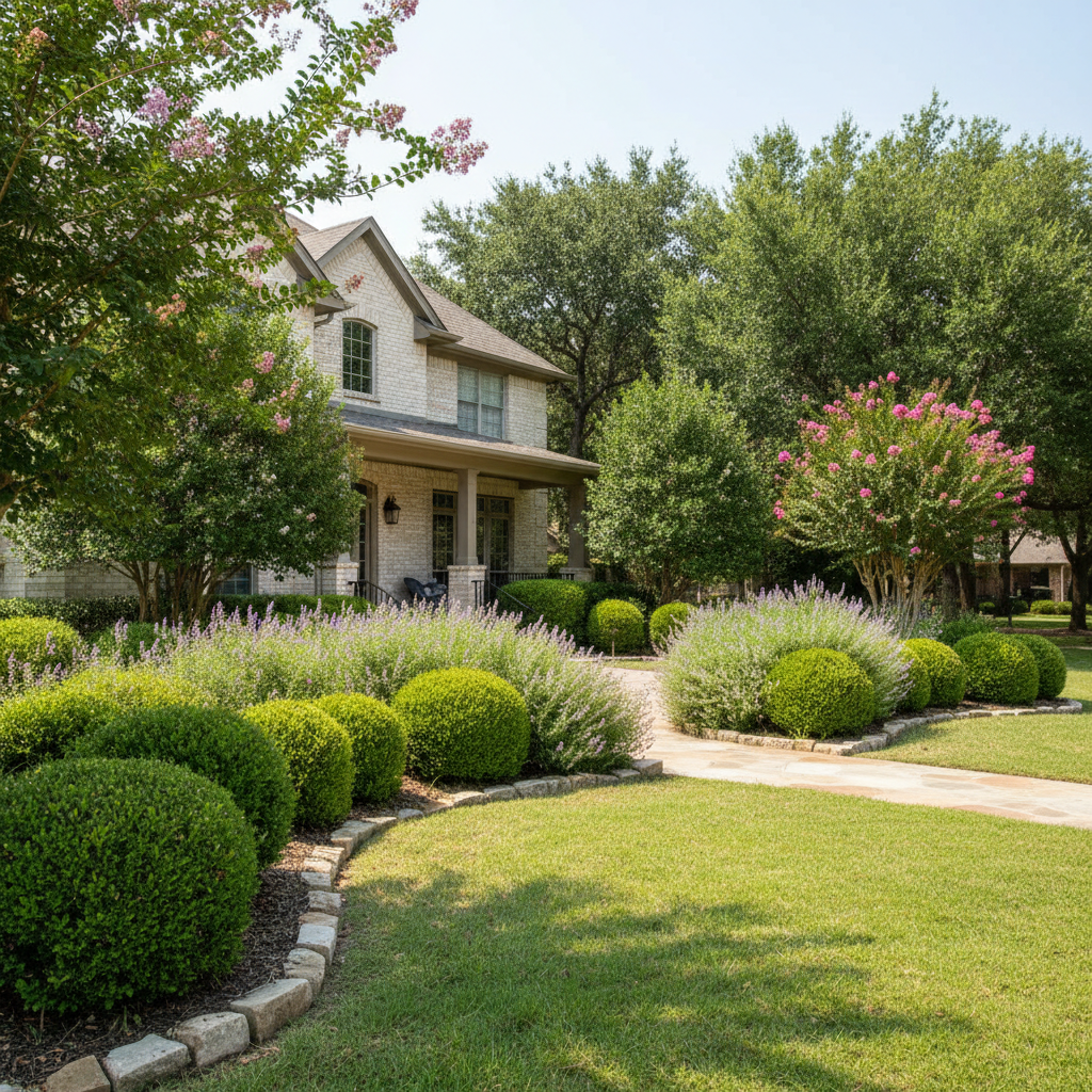 Completed shrub & bush trimming work at a residential property in La Grange, TX