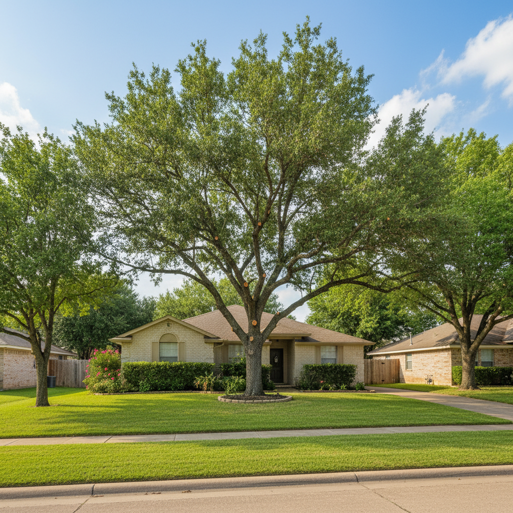 Completed tree pruning work at a residential property in Converse, TX
