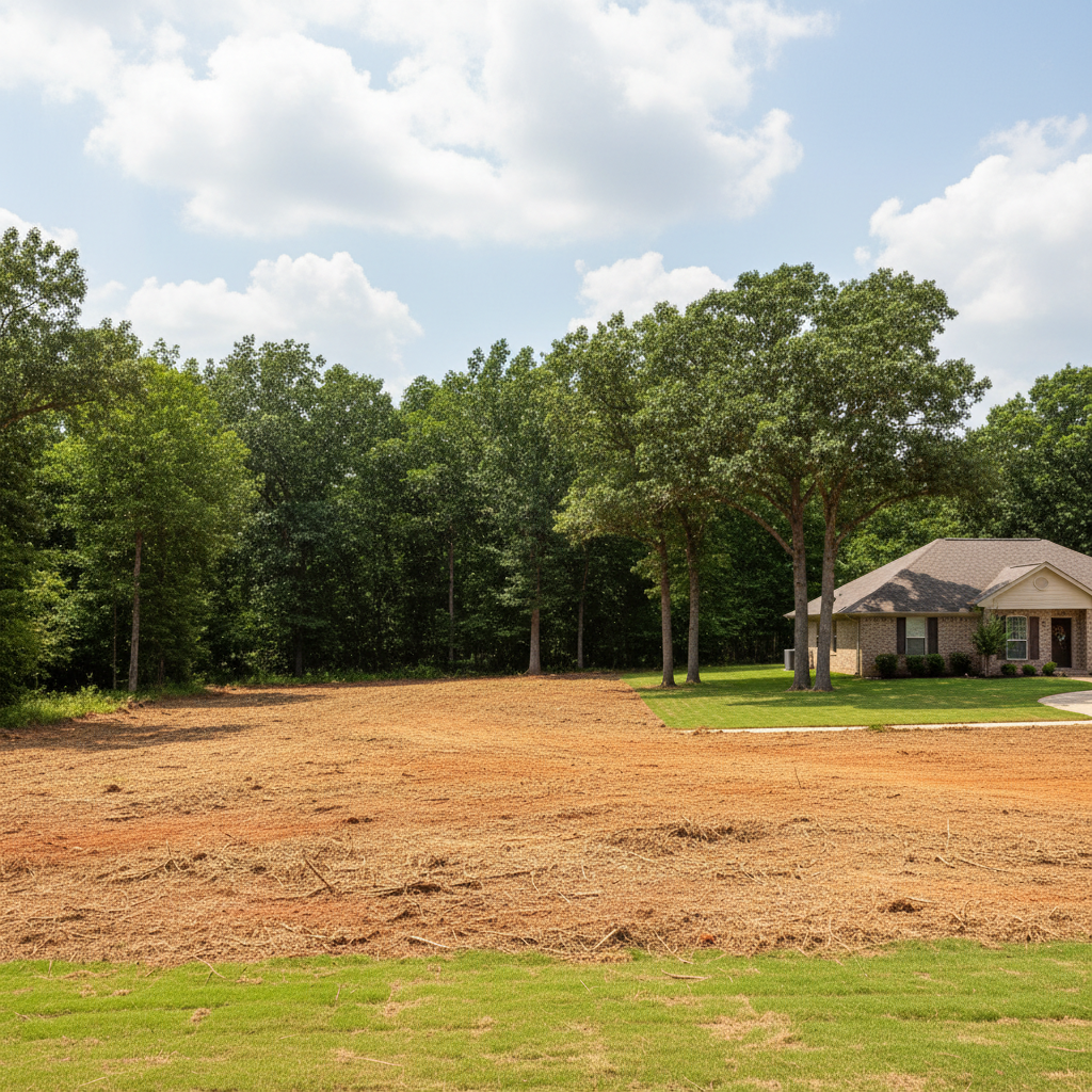 Completed lot clearing work at a residential property in Luling, TX