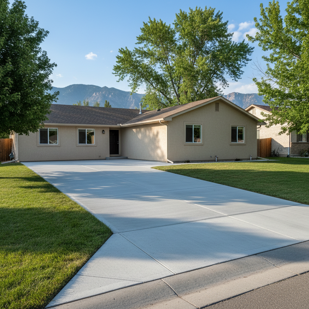 Completed concrete installation work at a residential property in Layton, UT