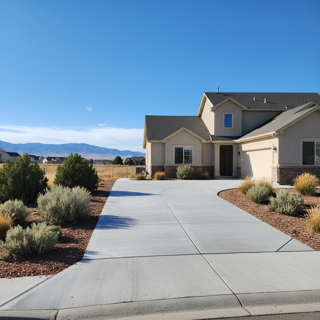 Completed concrete installation work at a residential property in Riverton, UT