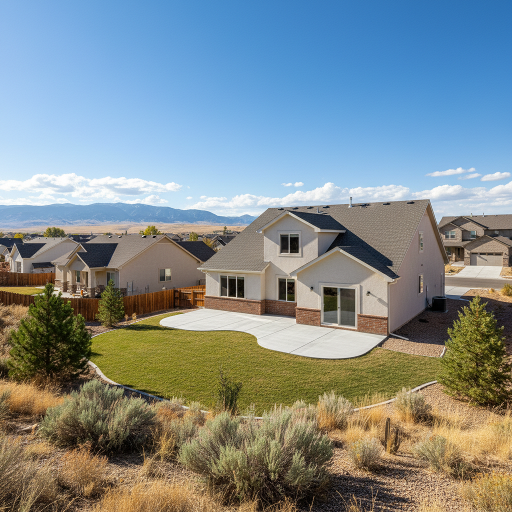 Completed concrete patios work at a residential property in West Valley City, UT