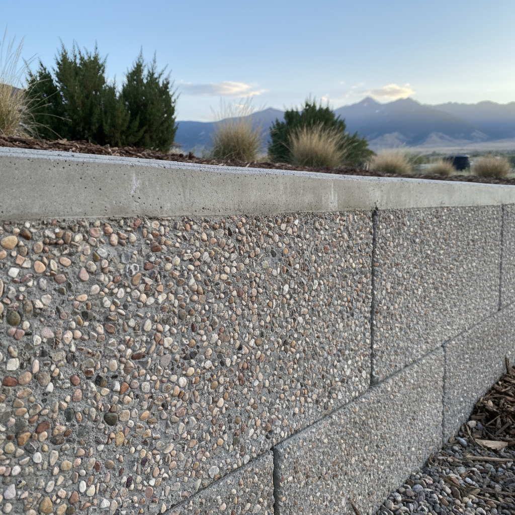Completed concrete retaining walls work at a residential property in Provo, UT