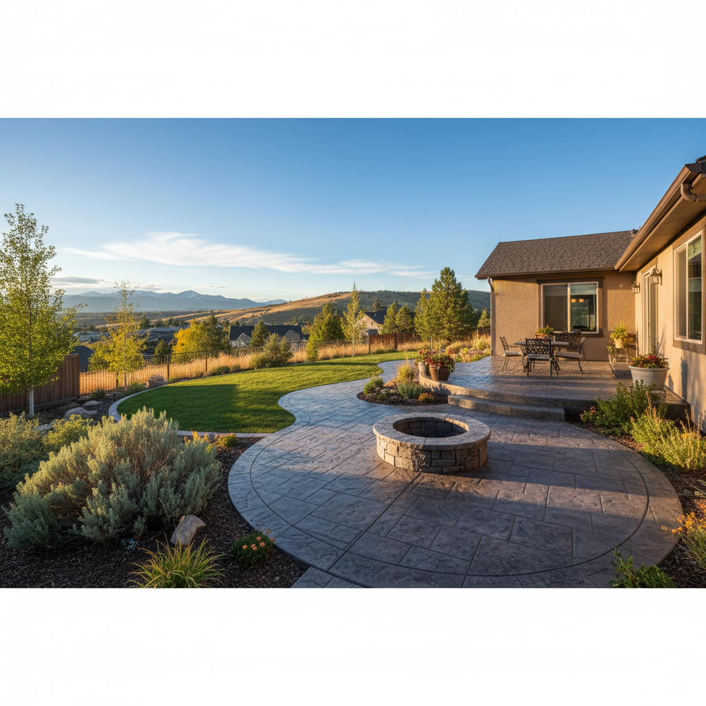 Completed stamped concrete work at a residential property in Millcreek, UT
