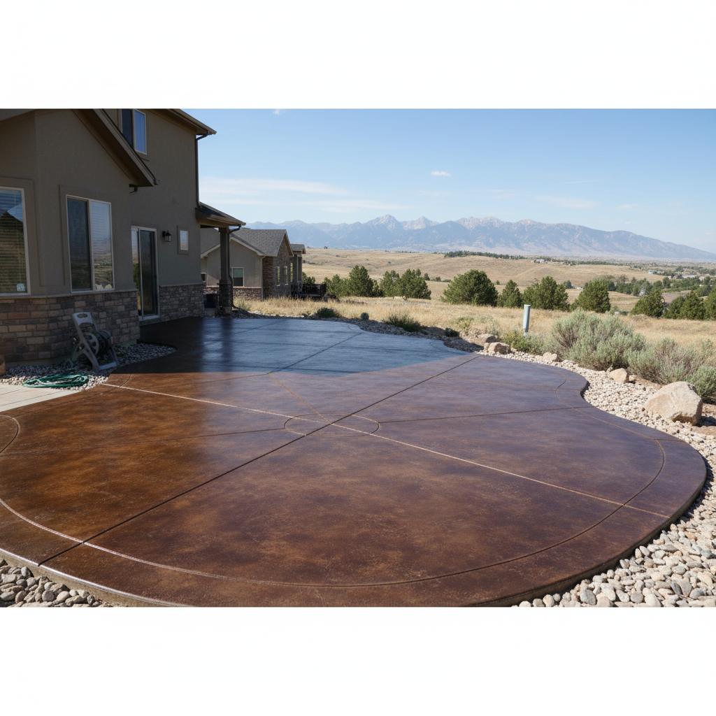 Completed concrete staining work at a residential property in Lehi, UT