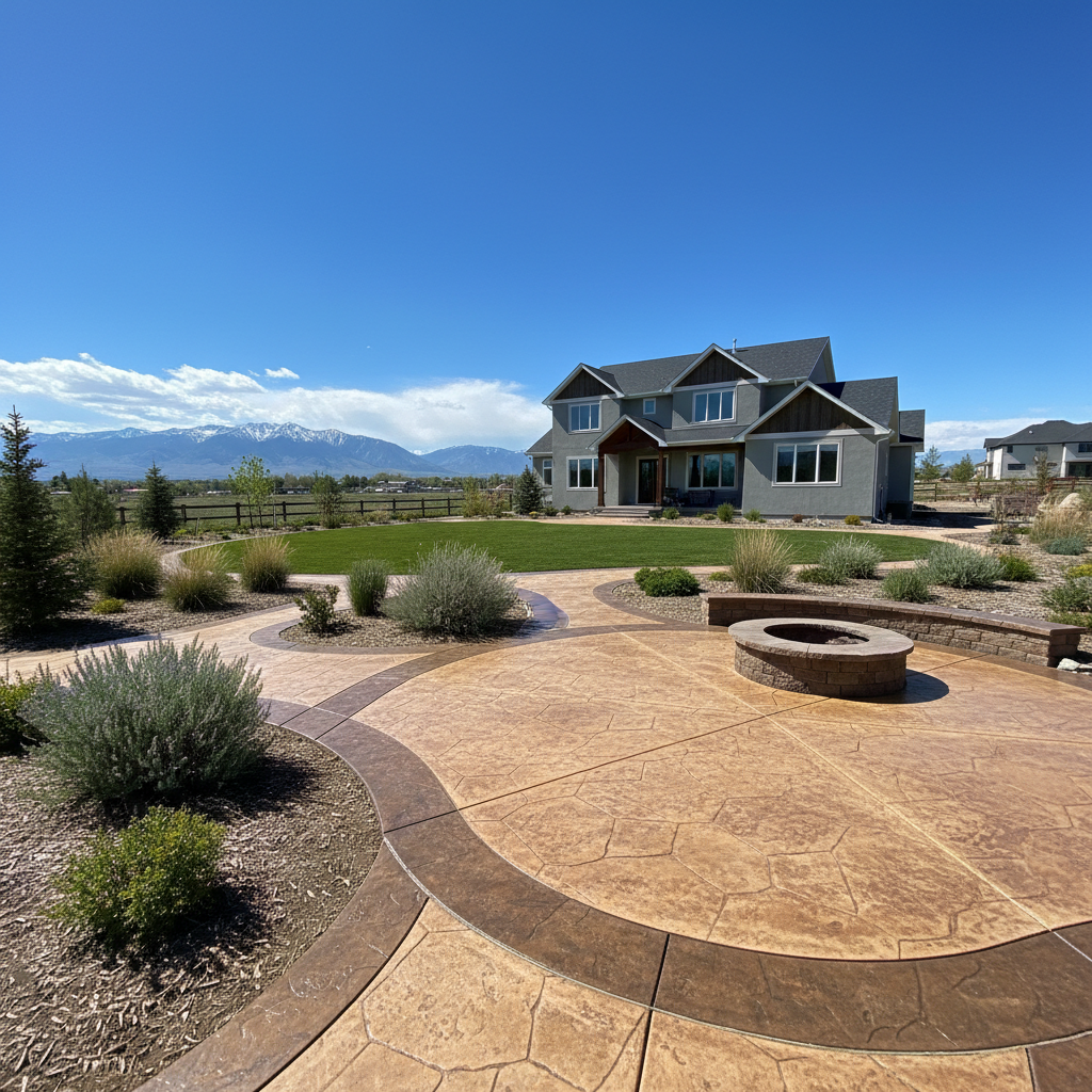 Completed decorative concrete work at a residential property in Sandy, UT