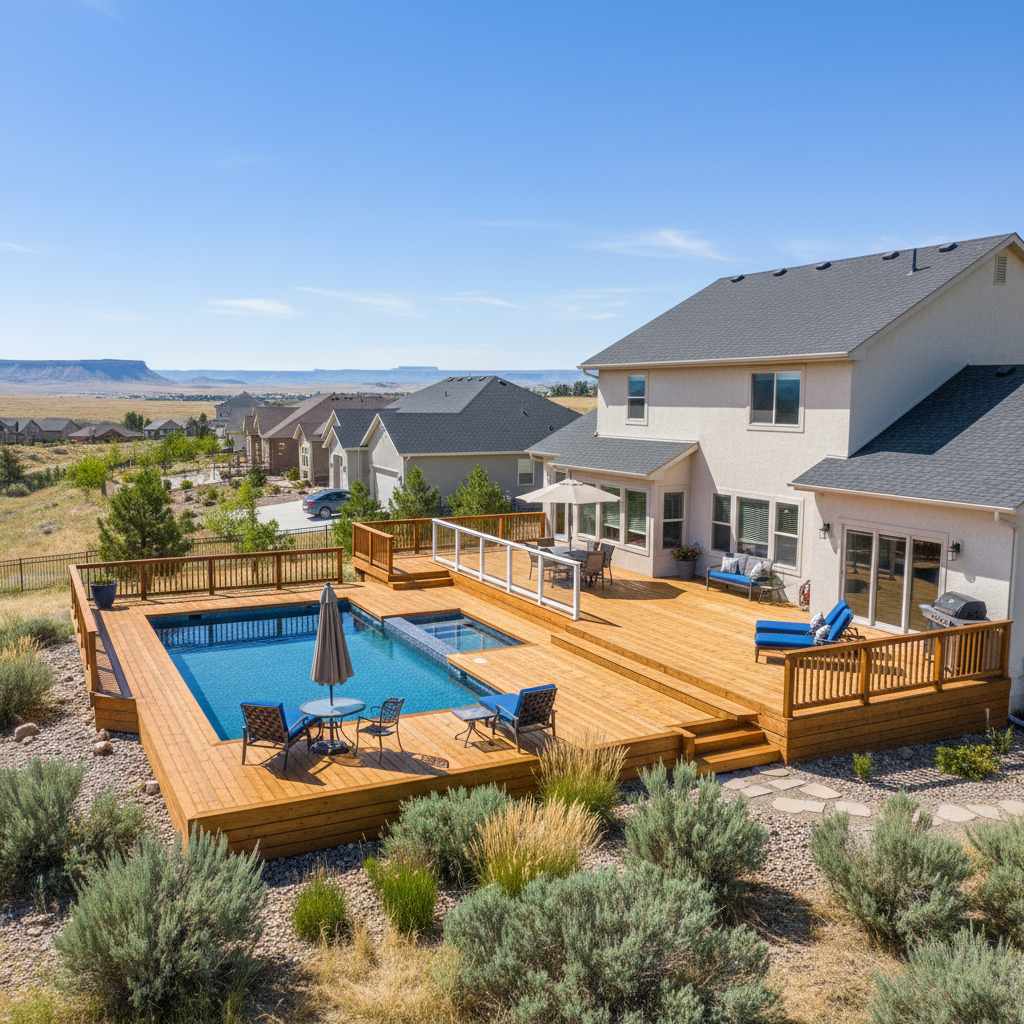Completed pool decks work at a residential property in Roosevelt, UT