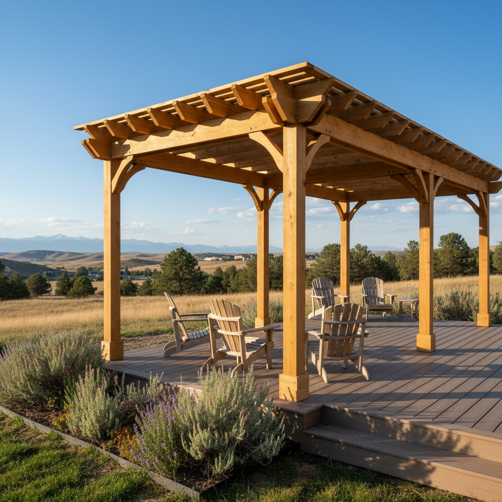 Completed pergola construction work at a residential property in Brigham City, UT