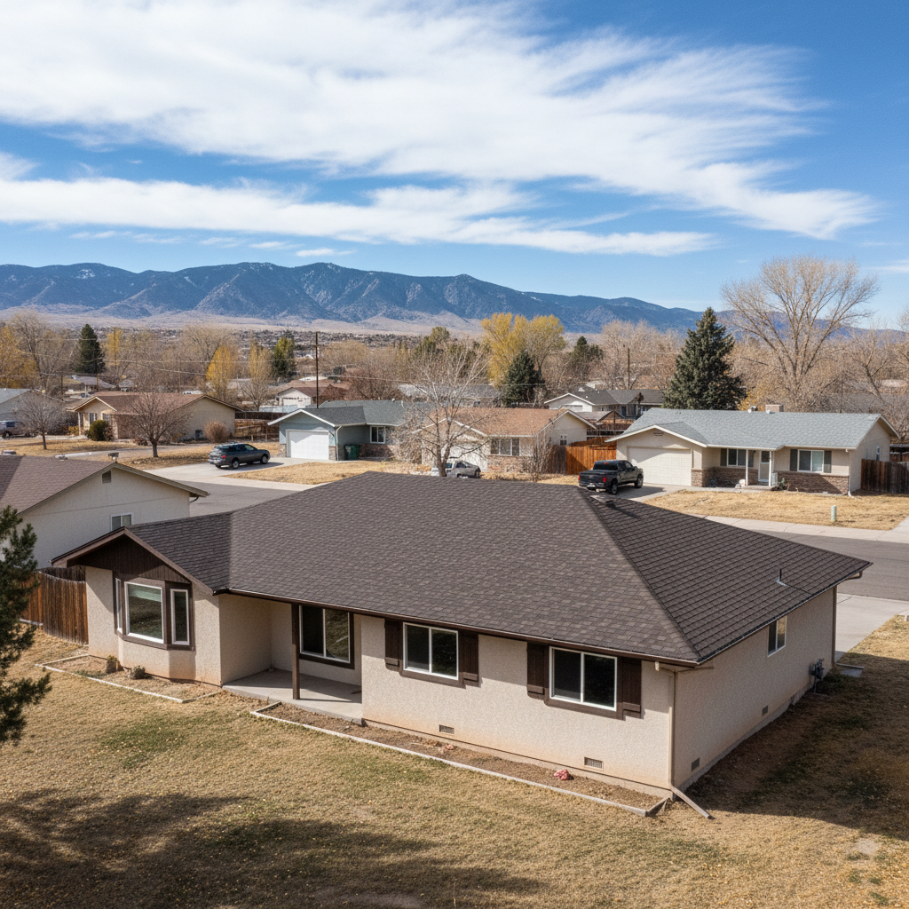 Completed asphalt shingle roofing work at a residential property in Kearns, UT