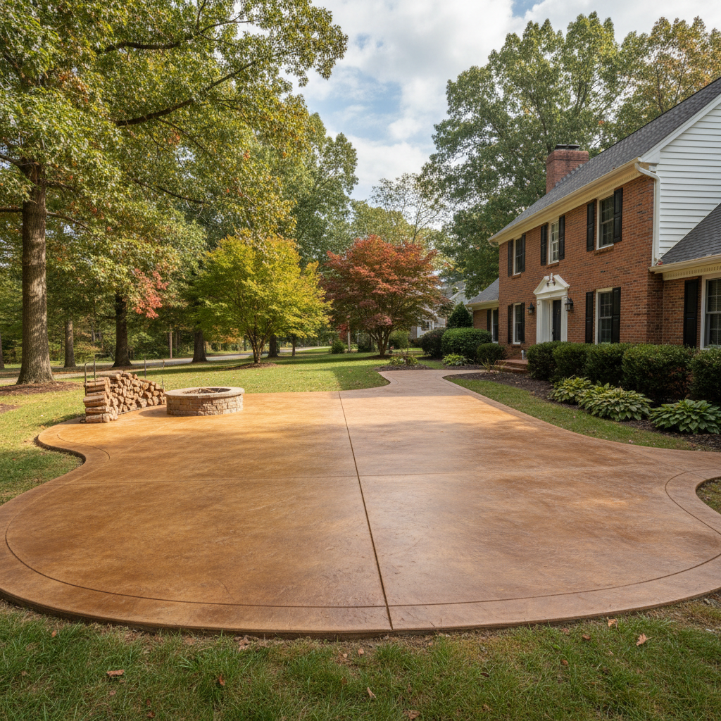Completed concrete staining work at a residential property in Petersburg, VA