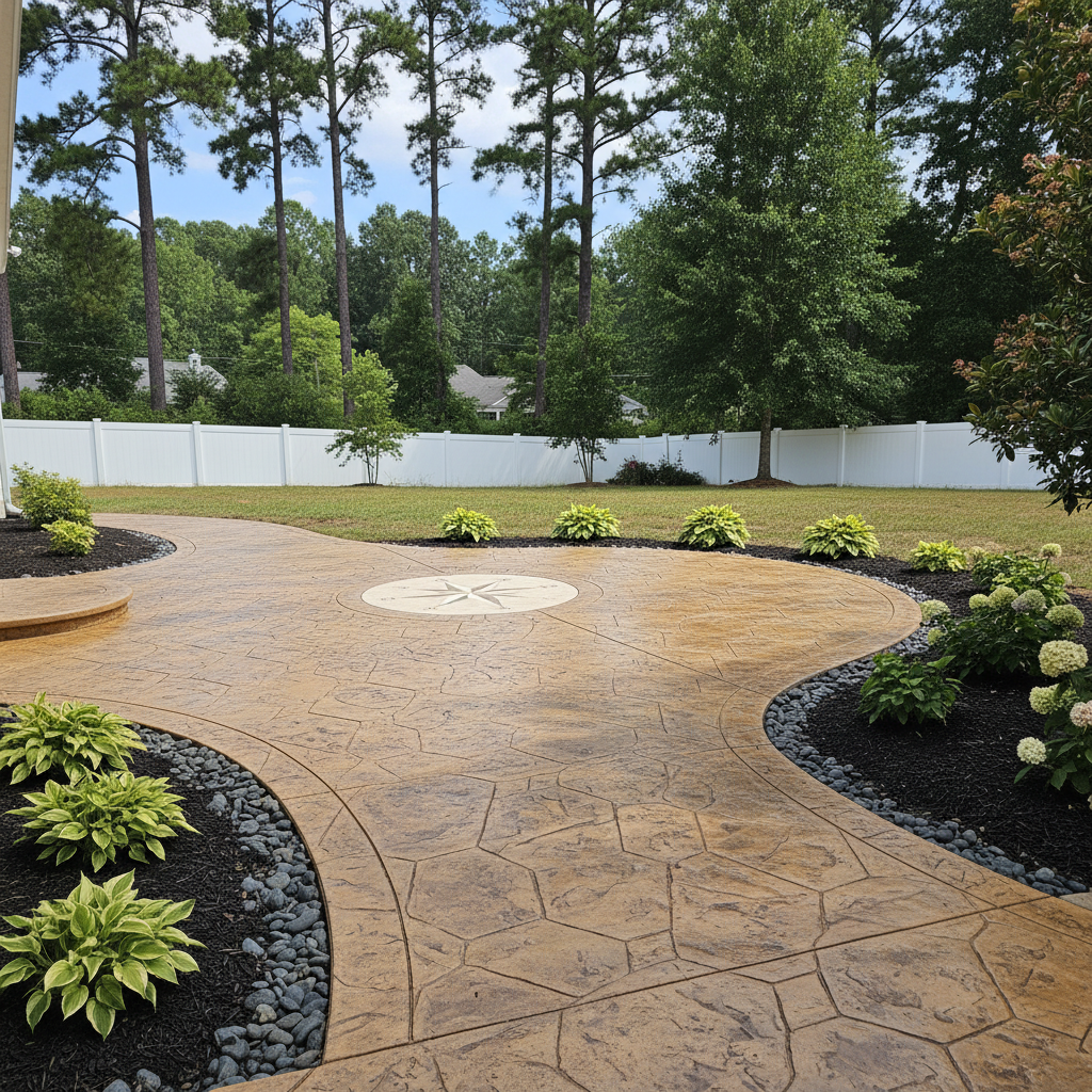 Completed decorative concrete work at a residential property in Virginia Beach, VA