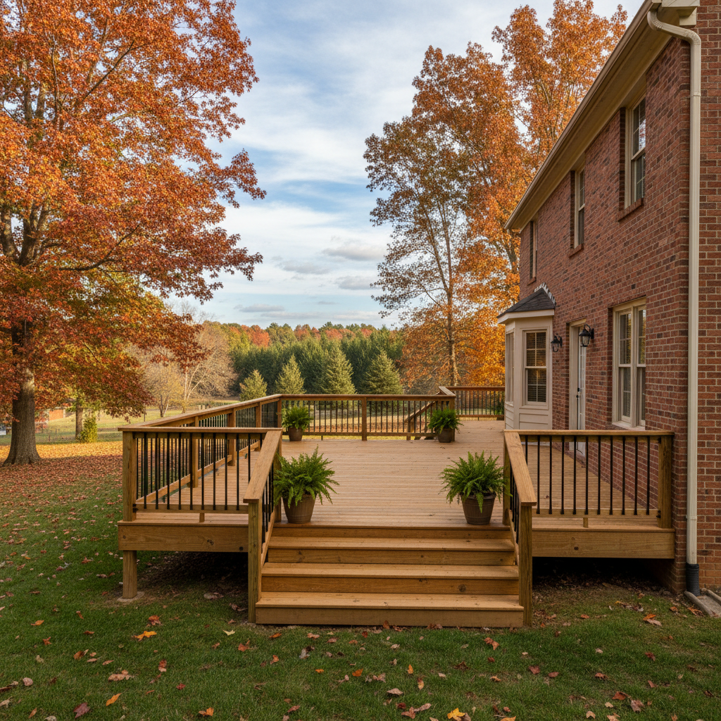 Completed wooden decks work at a residential property in Spotsylvania Courthouse, VA