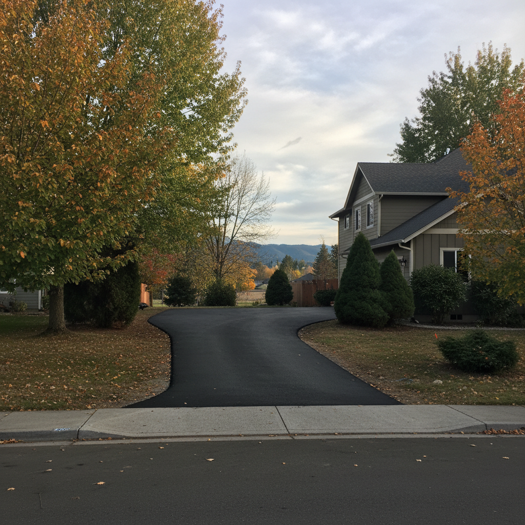 Completed asphalt paving work at a residential property in Yakima, WA