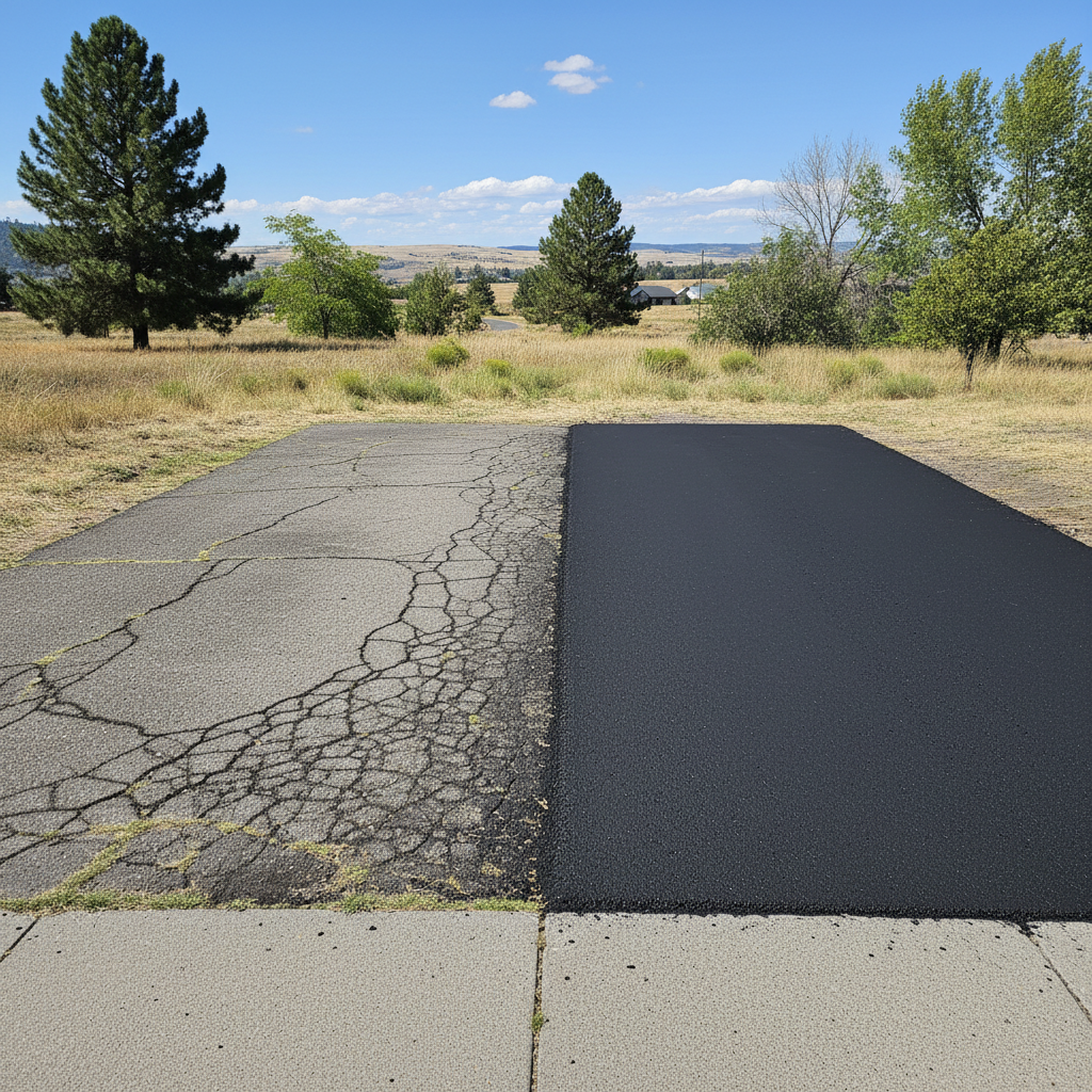 Completed asphalt patching work at a residential property in Pasco, WA