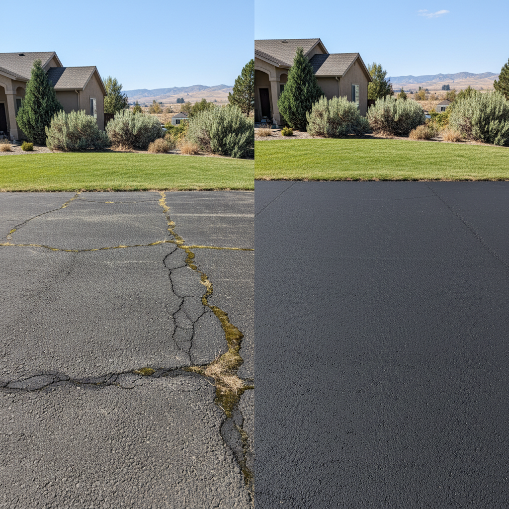 Completed asphalt patching work at a residential property in Richland, WA