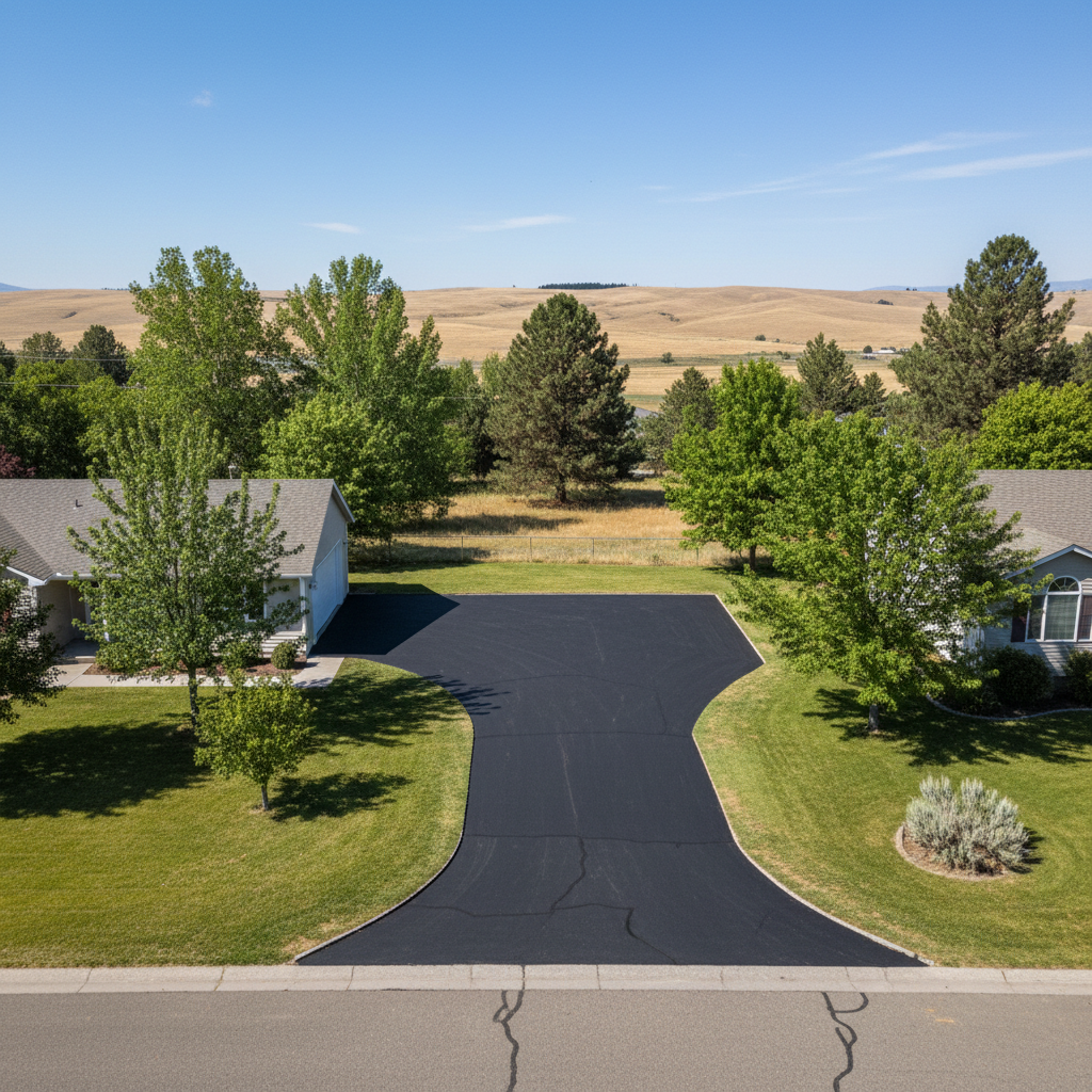 Completed asphalt patching work at a residential property in Richland, WA