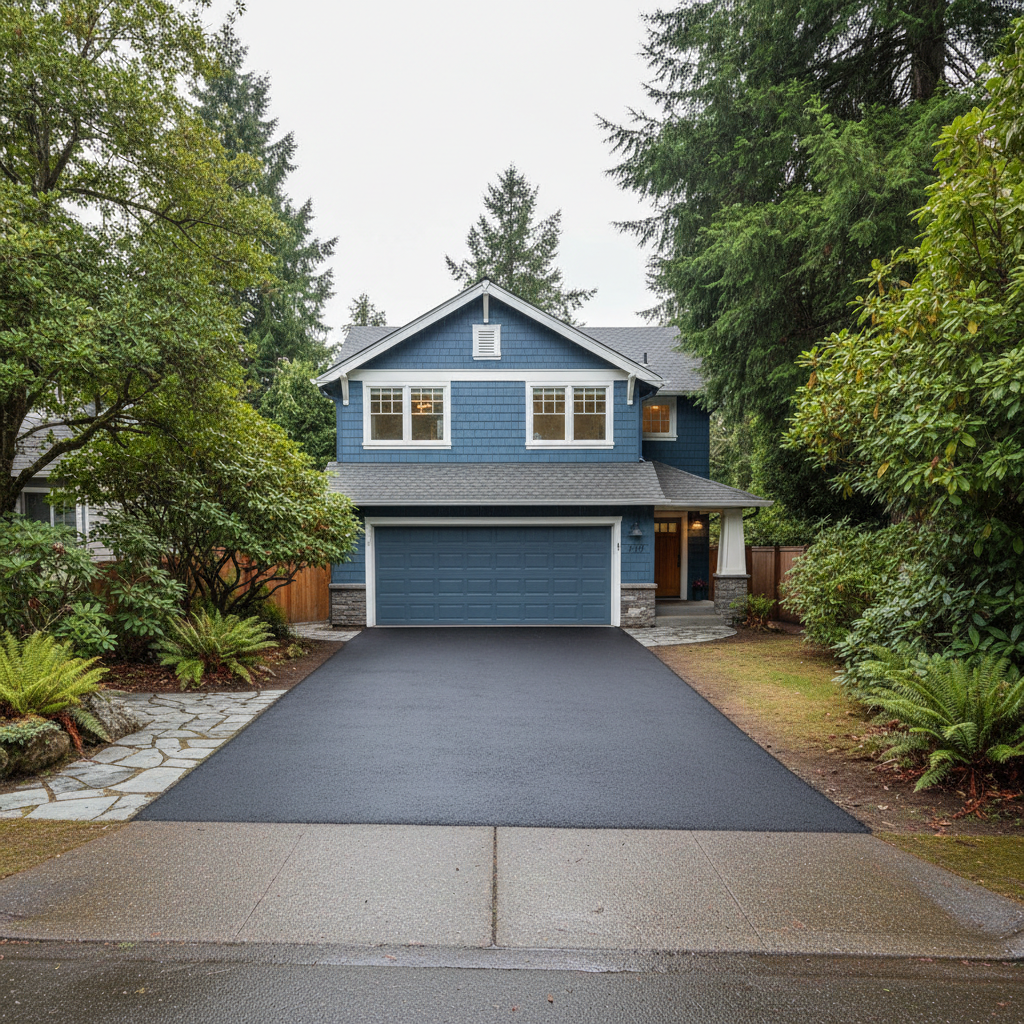 Completed asphalt repair work at a residential property in Seattle, WA