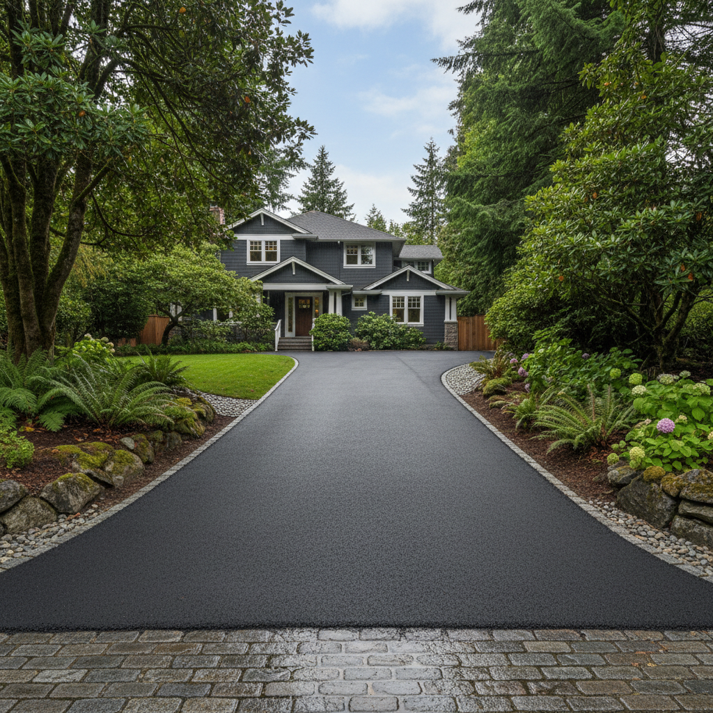 Completed driveway paving work at a residential property in Seattle, WA