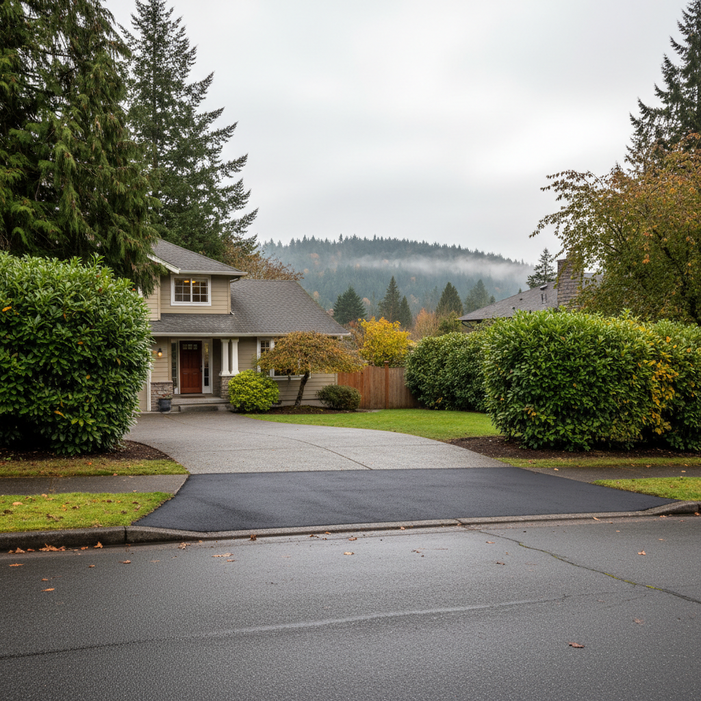 Completed asphalt repair work at a residential property in Seattle, WA