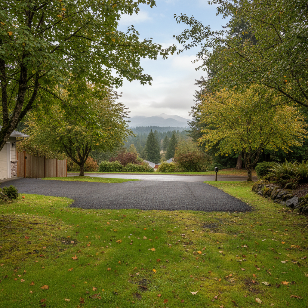 Completed asphalt milling work at a residential property in Redmond, WA
