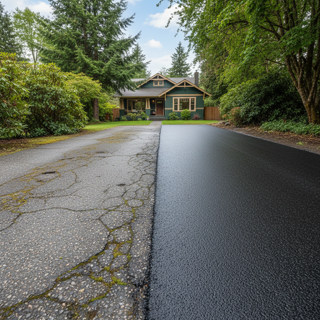 Completed residential asphalt work at a residential property in Seattle, WA