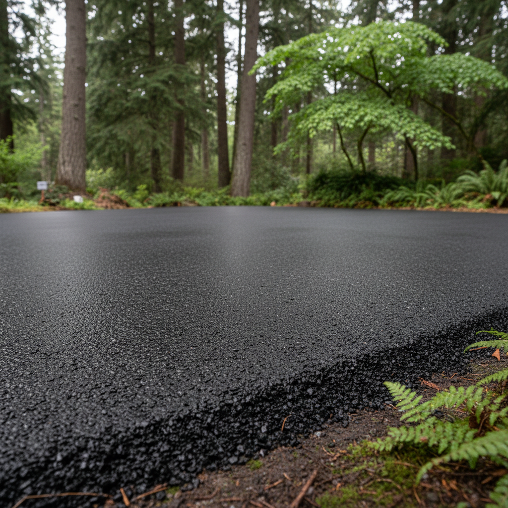 Completed asphalt paving work at a residential property in Seattle, WA