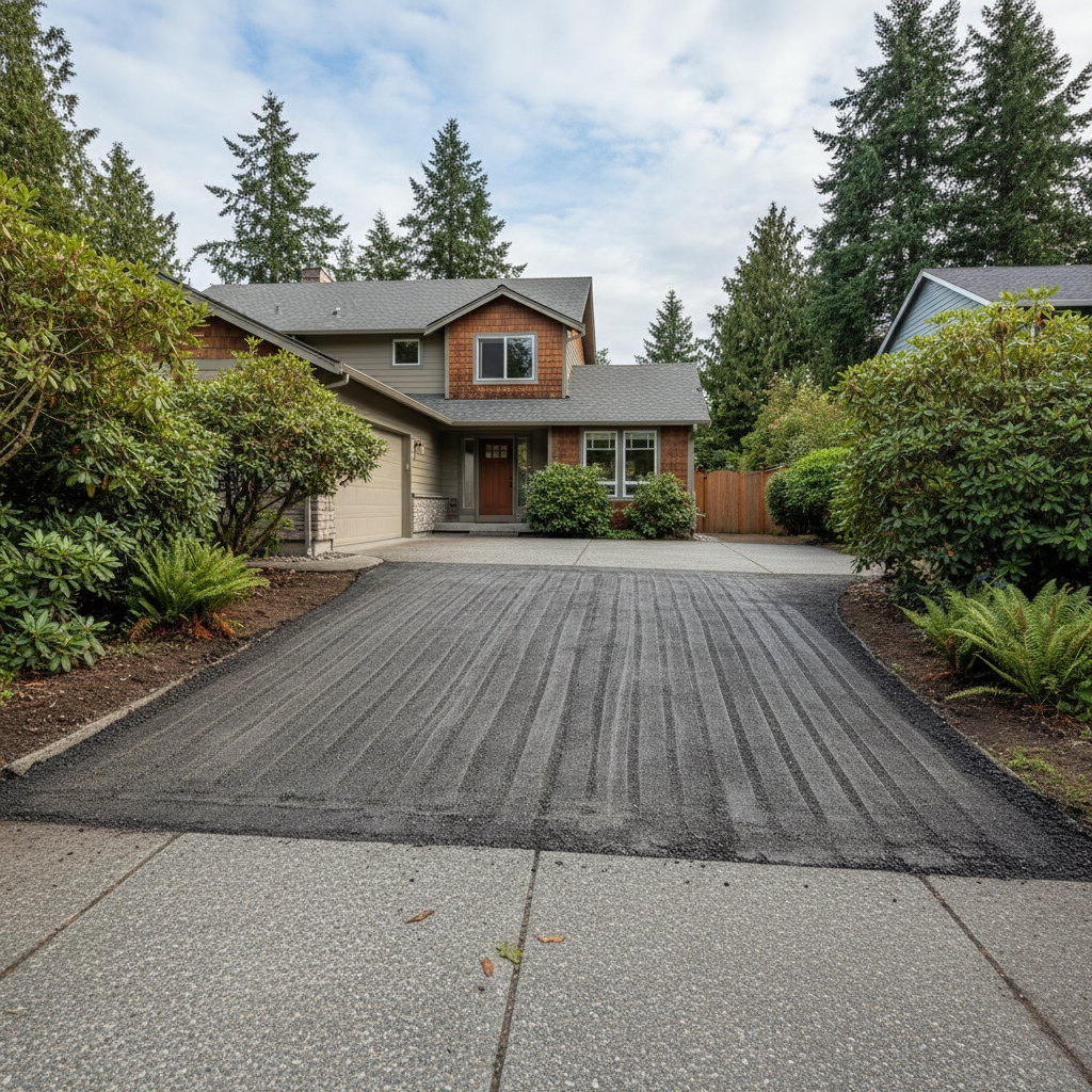 Completed asphalt milling work at a residential property in Seattle, WA