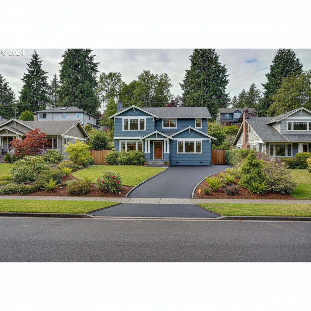 Completed asphalt paving work at a residential property in Seattle, WA