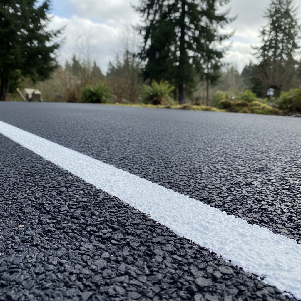 Completed asphalt striping work at a residential property in Lakewood, WA
