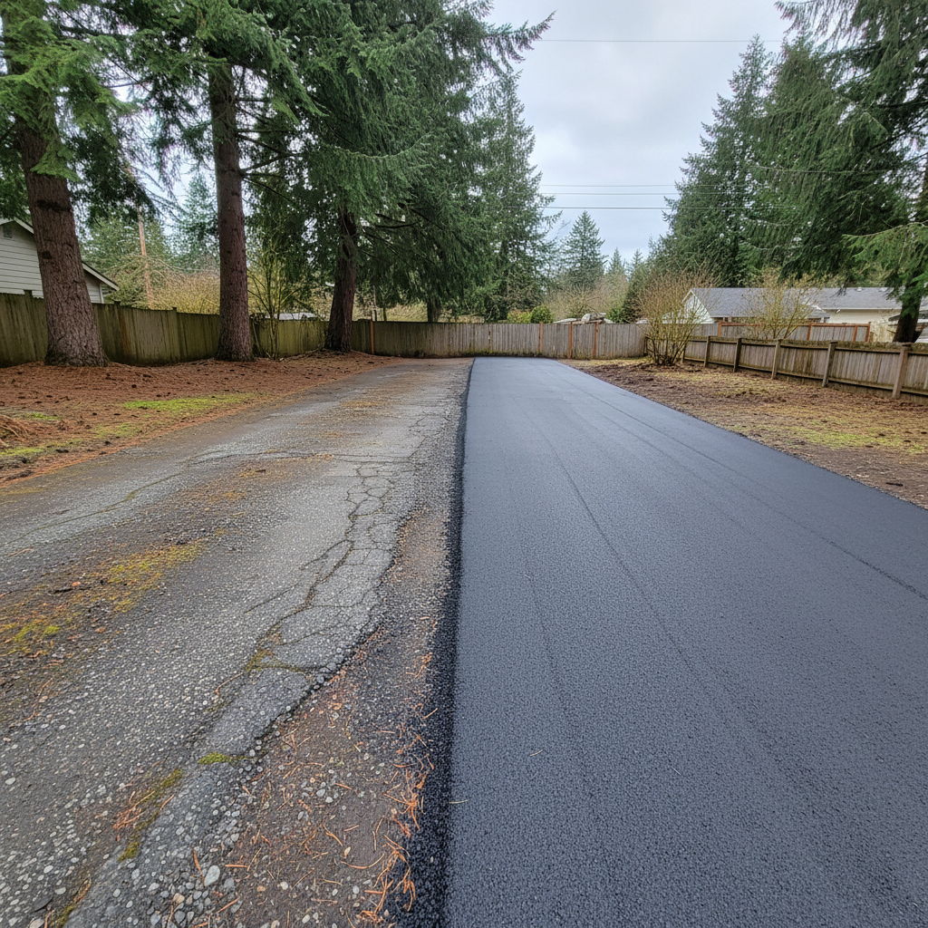 Completed asphalt milling work at a residential property in Marysville, WA