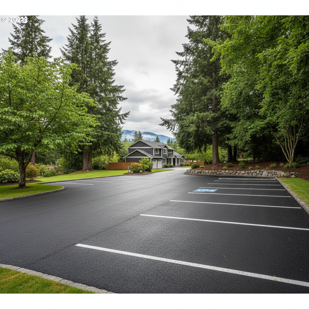 Completed parking lot paving work at a residential property in Everett, WA