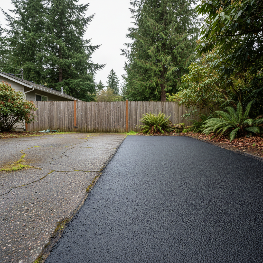 Completed asphalt repair work at a residential property in Bremerton, WA