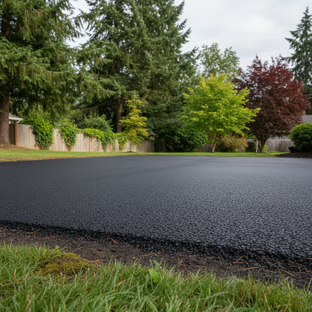 Completed parking lot paving work at a residential property in Kent, WA