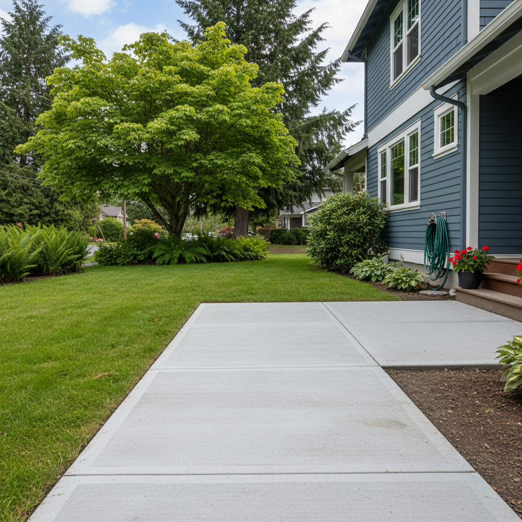 Completed concrete repair work at a residential property in Bremerton, WA