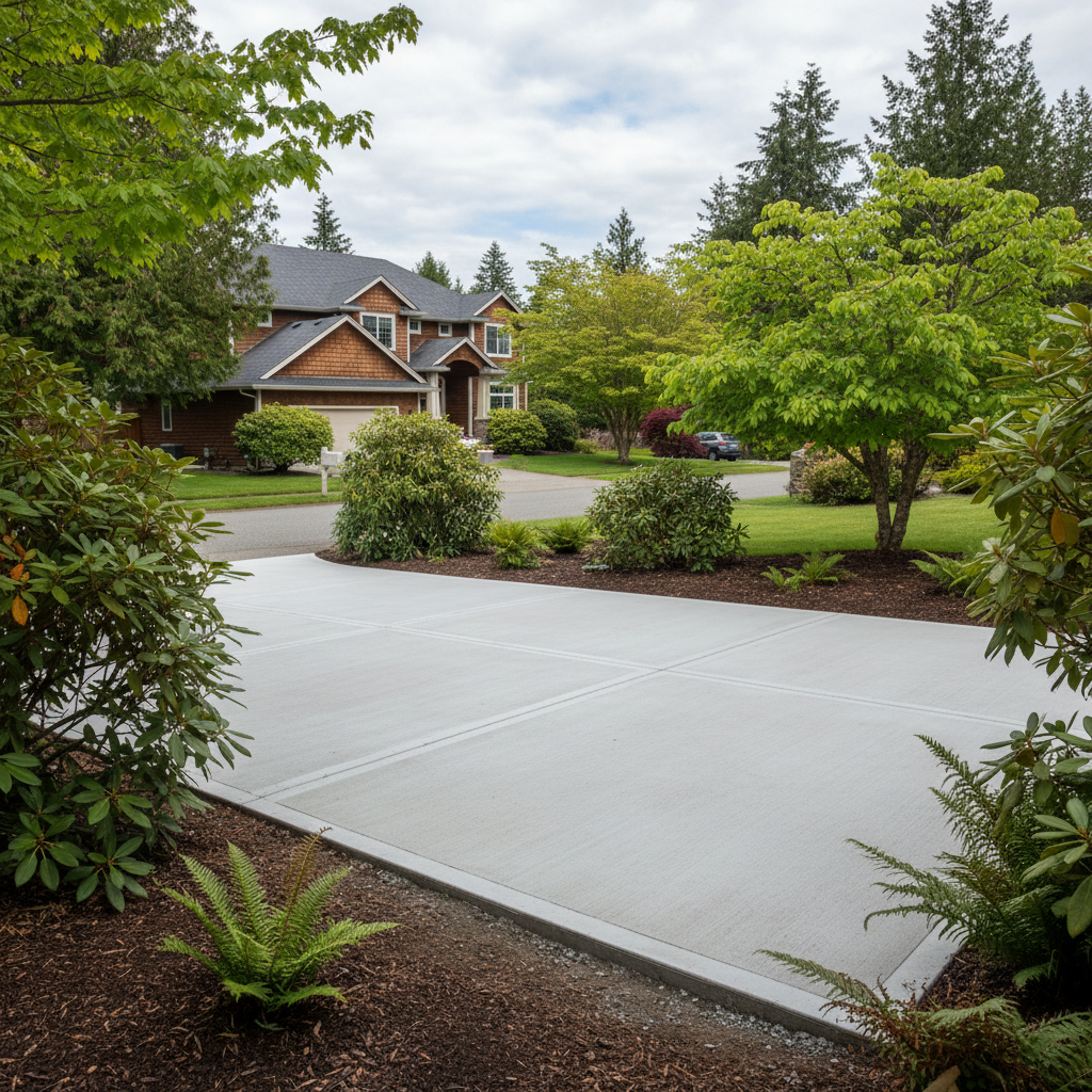 Completed concrete repair work at a residential property in Kenmore, WA